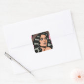 Sticker Carré Art moderne hispanique Boho Lady Pop (Enveloppe)
