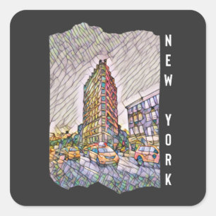 Sticker Carré Art Mosaïque esthétique de New York
