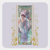Sticker Carré Art Nouveau Alphonse Mucha Soirée Contemplation (Devant)