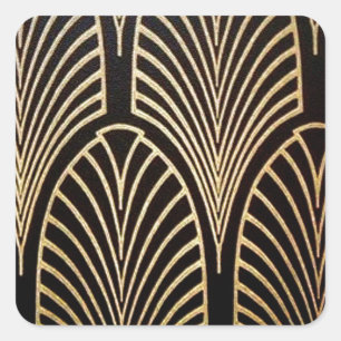 Sticker Carré Art nouveau, art déco, motif ventilateur, bronze,