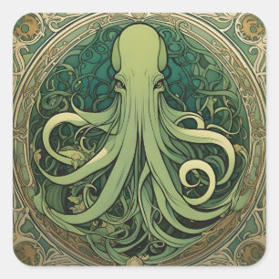 Sticker Carré Art nouveau de Cthulhu