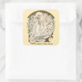 Sticker Carré Art Nouveau Ex Libris Girl With Book & Stars (Sac)