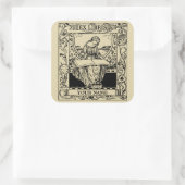 Sticker Carré Art Nouveau Femme Lecture Livre Ex Libris (Sac)