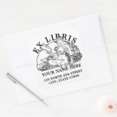 Sticker Carré Art Nouveau Femme Lecture Mucha Ex Libris Modèle (Enveloppe)