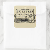 Sticker Carré Art Nouveau Girl Reading Book Ex Libris Modèle (Sac)