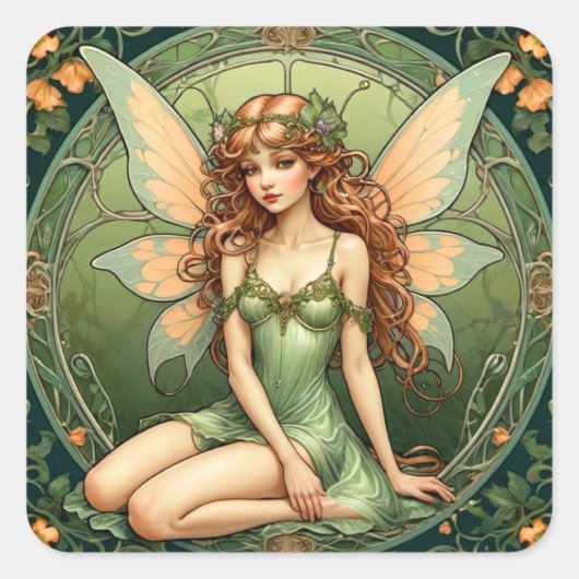 Sticker Carré Art nouveau Green Fairy (Devant)