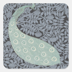 Sticker Carré Art Nouveau Peacock Classic Vintage Bird