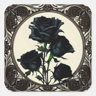 Sticker Carré Art Nouveau Rose noir Rose #1
