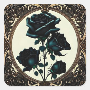Sticker Carré Art Nouveau Rose noir Rose #4