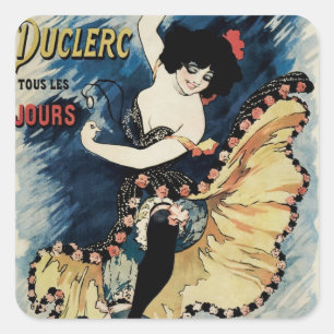 Sticker Carré Art Nouveau vintage, danseuse de flamenco espagnol