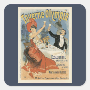 Sticker Carré Art Nouveau vintage, Restaurant Taverne Olympia