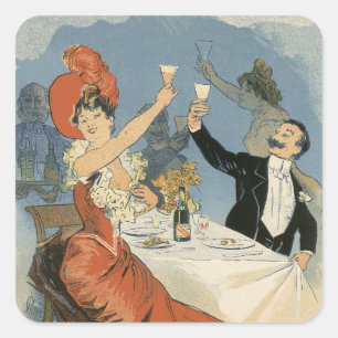 Sticker Carré Art Nouveau vintage, Restaurant Taverne Olympia