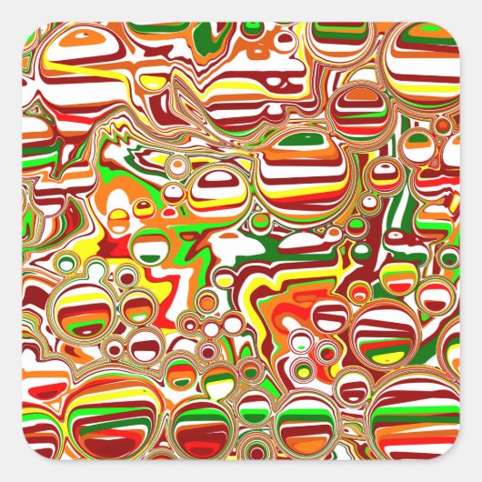 Sticker Carré Art numérique des bulles rétro (Devant)