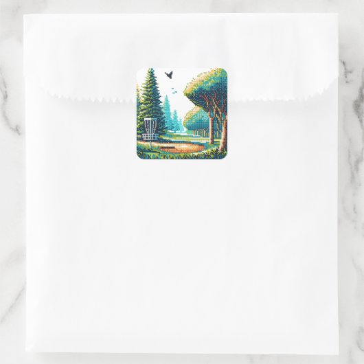 Sticker Carré Art Pixel de Disk Golf (Sac)