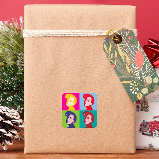 Sticker Carré Art pop féminin rétro