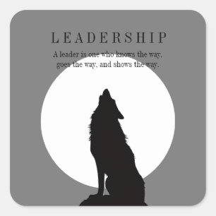 Sticker Carré Art Pop Loup Hurleur Chef Noir Gris