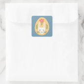 Sticker Carré Art populaire Oeuf de Pâques Chat, Lapin (Sac)