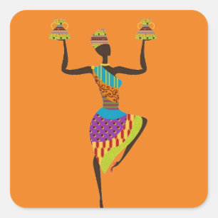 Sticker Carré Art tribal des femmes africaines