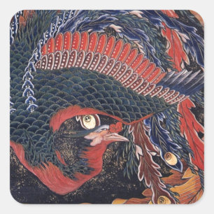 Sticker Carré Art Ukiyoe japonais vol.9, Katsushika Hokusai