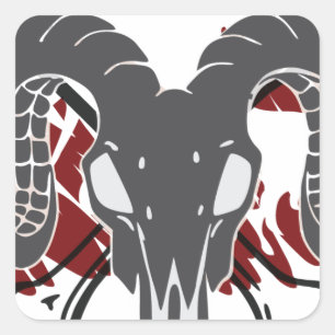 Sticker Carré Art v1 de crâne de RAM