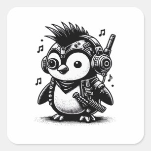 Sticker Carré Art vintage pingouin Whimsigoth Punkrock Weirdcore