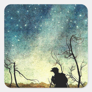 Sticker Carré Arthur Rackham Illustration Comus Starry Night