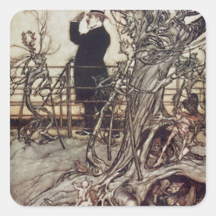 Sticker Carré Arthur Rackham les jardins de Kensington sont