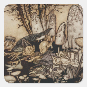 Sticker Carré Arthur Rackham   Peter Pan à Kensington Gardens