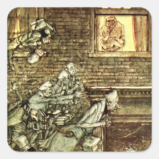 Sticker Carré Arthur Rackham - Un Carol de Noël - Fantômes (Devant)