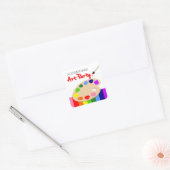 Sticker Carré Artiste Arc-en-ciel Palette Peinture Anniversaire (Enveloppe)