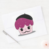 Sticker Carré Artiste Cupcake Mustache (Enveloppe)
