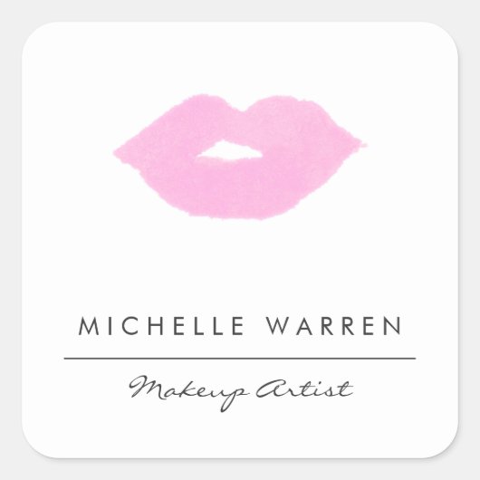 Sticker Carré Artiste de maquillage Pastel Rose Lips (Devant)