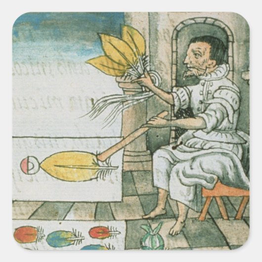 Sticker Carré Artiste de plumes aztèques (Devant)