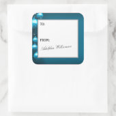 Sticker Carré Artistic Blue Snowflakes Christmas Gift Label (Sac)