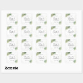 Sticker Carré Artistic Chic Moss Green Aquarelle or Mariage (Feuille)