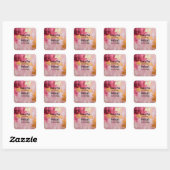 Sticker Carré Artistic Gold et rose Abstrait Anniversaire Merci (Feuille)