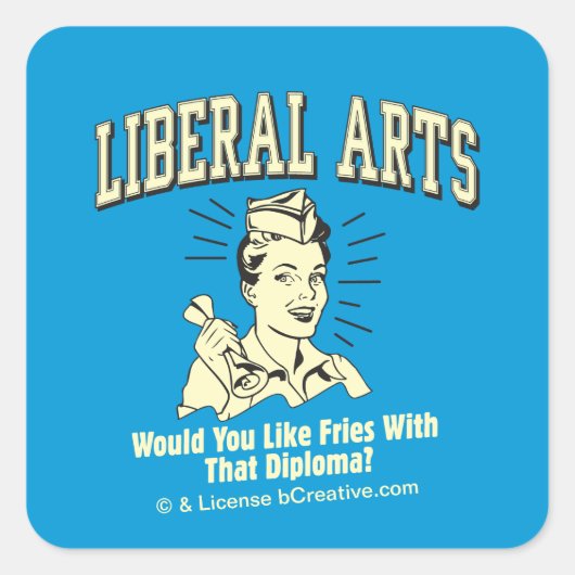 Sticker Carré Arts Libéraux : Comme Fries Avec Diplôme (Devant)