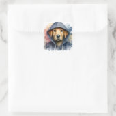 Sticker Carré Artwork d'aquarelle Chien Brown dans une plaque Sw (Sac)