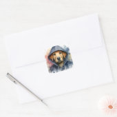 Sticker Carré Artwork d'aquarelle Chien Brown dans une plaque Sw (Enveloppe)