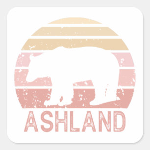 Sticker Carré Ashland Oregon Retro Bear