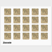 Sticker Carré Asie, Afrique (Feuille)