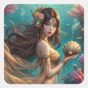 Sticker Carré Asie - Collection d'oeuvres de la série Mermaid
