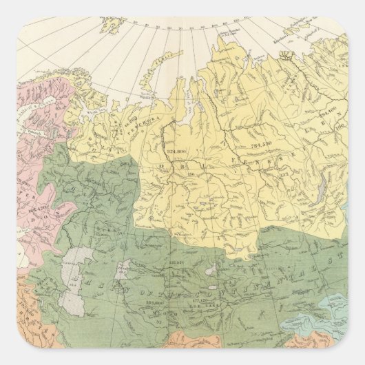 Sticker Carré Asie, Europe systèmes fluviaux (Devant)