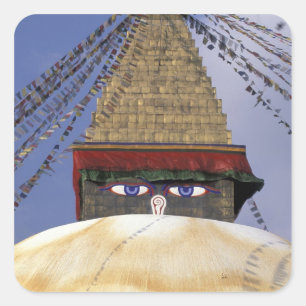Sticker Carré Asie, Népal, Katmandou. Stupa de Bouddhanath. 2