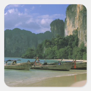 Sticker Carré Asie, Thaïlande, Krabi. Plage de West Railay,