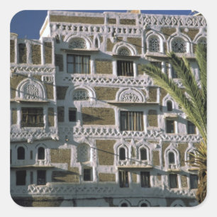 Sticker Carré Asie, Yémen, Sana'a. Maison yéménite.