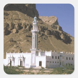 Sticker Carré Asie, Yémen, Tarim. Mosquée blanche.