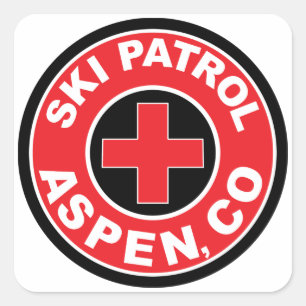 STICKER CARRÉ ASPEN COLORADO SKI PATROL MONTAGNES SKI LOGO