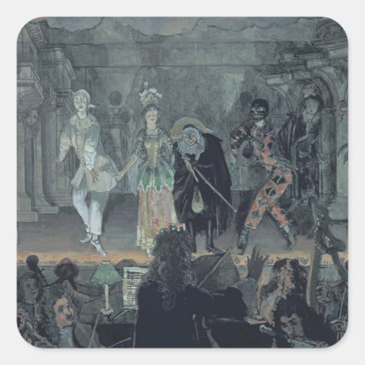 Sticker Carré Assemblage de maçons libres avant l'initiation d'u (Devant)