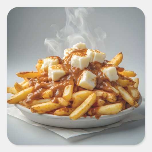 Sticker Carré Assiette de Poutine (Devant)